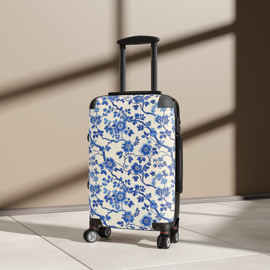 Elegant Blue Blossom Traveler's Suitcase